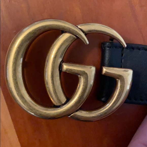 Wide Black Leather Women Wide leather belt with Double G buckle